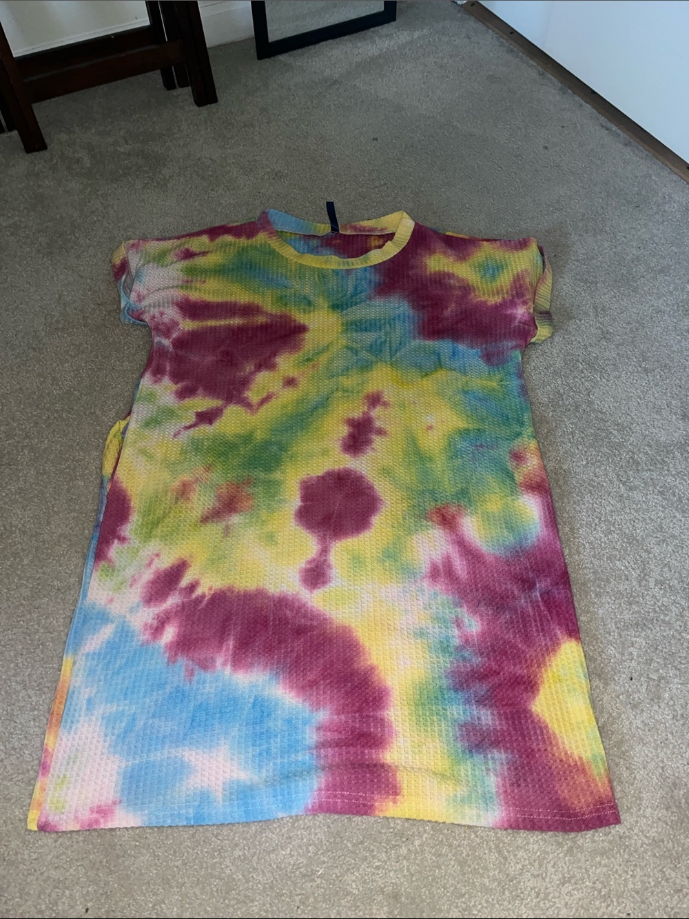 Tie-Dye Short Sleeve Women's Tee Dress - Multi